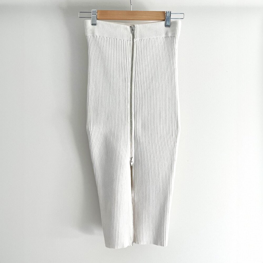 T Alexander Wang 2-Way Knit Zip Skit, White, XS/S